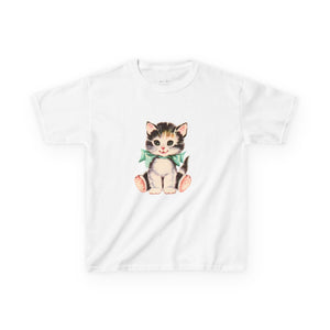 Cute Kitten Kids Heavy Cotton Tee - Adorable Cat Design for Young Animal Lovers