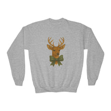 Load image into Gallery viewer, Youth Deer Crewneck Sweatshirt, Cozy Holiday Gift, Kids Sweatshirt, Winter Fashion, Animal Sweatshirt, Christmas Apparel