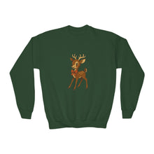 Load image into Gallery viewer, Youth Reindeer Crewneck Sweatshirt, Cozy Winter Apparel, Holiday Gift for Kids, Christmas Sweatshirt, Cute Animal Design