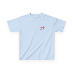 Patriotic Kids T-Shirt with Bows and Fireworks
