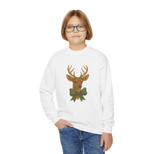 Load image into Gallery viewer, Youth Deer Crewneck Sweatshirt, Cozy Holiday Gift, Kids Sweatshirt, Winter Fashion, Animal Sweatshirt, Christmas Apparel
