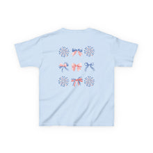 Load image into Gallery viewer, Patriotic Kids T-Shirt with Bows and Fireworks
