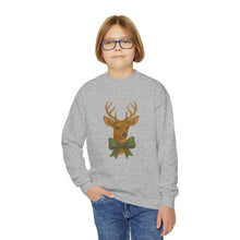 Load image into Gallery viewer, Youth Deer Crewneck Sweatshirt, Cozy Holiday Gift, Kids Sweatshirt, Winter Fashion, Animal Sweatshirt, Christmas Apparel